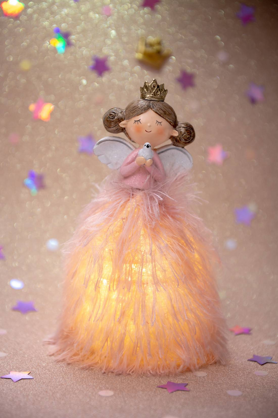 Principessa grande con piume e luce led - immagine 2