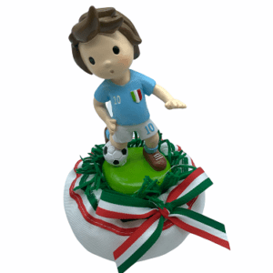Statuina Calciatore Lazio / Napoli con Sacchetto Campo da Calcio e Scatola