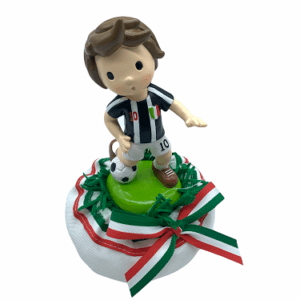 Statuina Calciatore Juventus con Sacchetto Campo da Calcio e Scatola