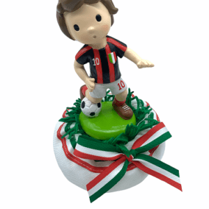Statuina Calciatore Milan con Sacchetto Campo da Calcio e Scatola