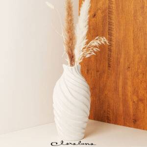 Vaso alto bianco con onde