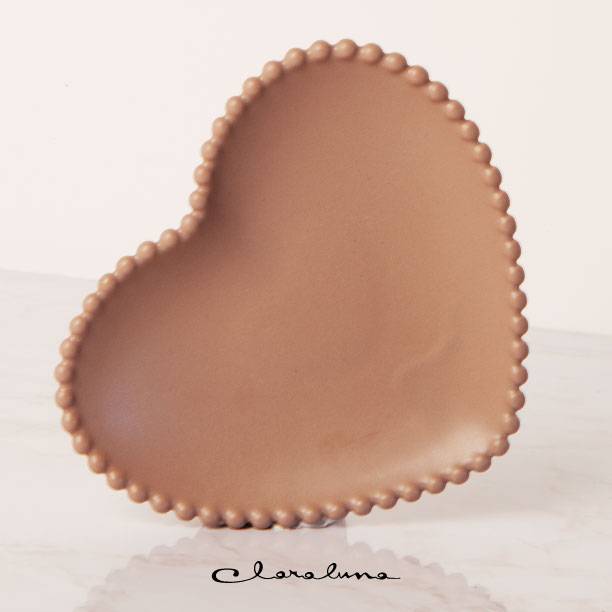 Piattino medio a cuore tortora con merletti