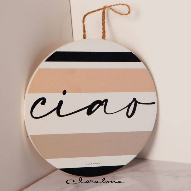 Decoro per porta tondo con scritta: "Ciao"