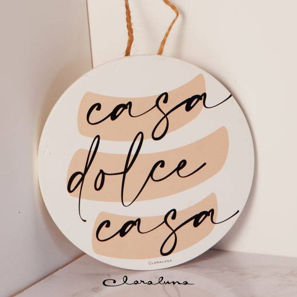 Decoro per porta tondo con scritta: "Casa dolce casa"