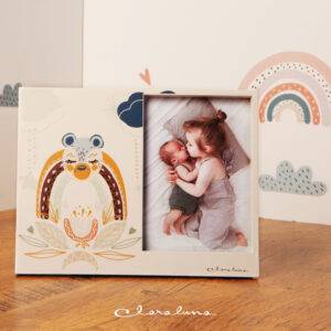 Portafoto con orsetto azzurro e arcobaleno