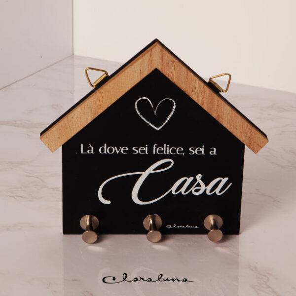 Appendichiavi casetta nera con scritta