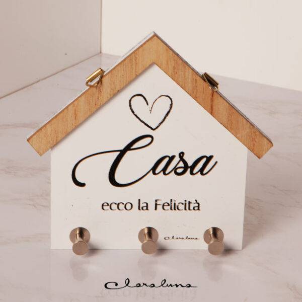Appendichiavi casetta bianca con scritta
