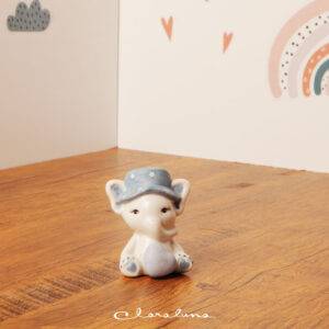 Statuetta elefantino con cuoricino azzurro