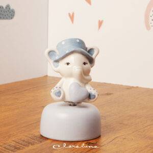 Carillon Elefantino maschio con cappellino a pois