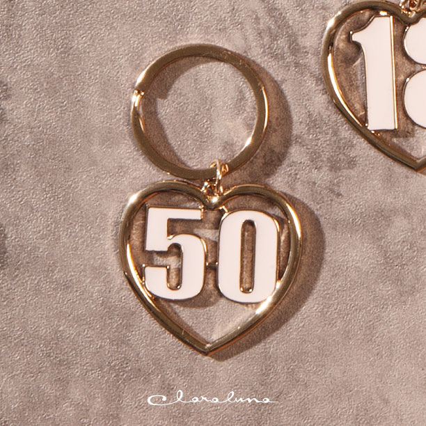 Portachiavi piccolo con "50" e ring Oro