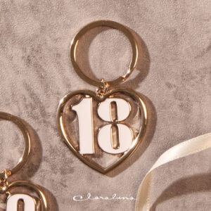 Portachiavi piccolo con "18" e ring Oro