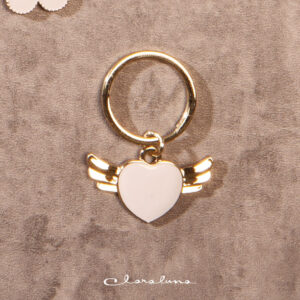 Portachiavi grande con cuore ex voto e ring oro