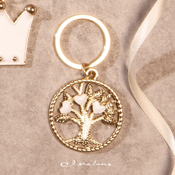 Portachiavi grande con albero della vita e ring oro