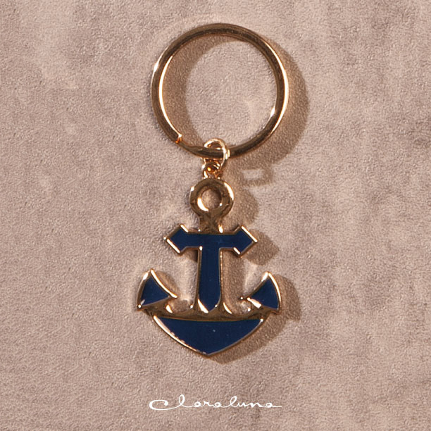 Portachiavi grande con ancora blu e ring oro