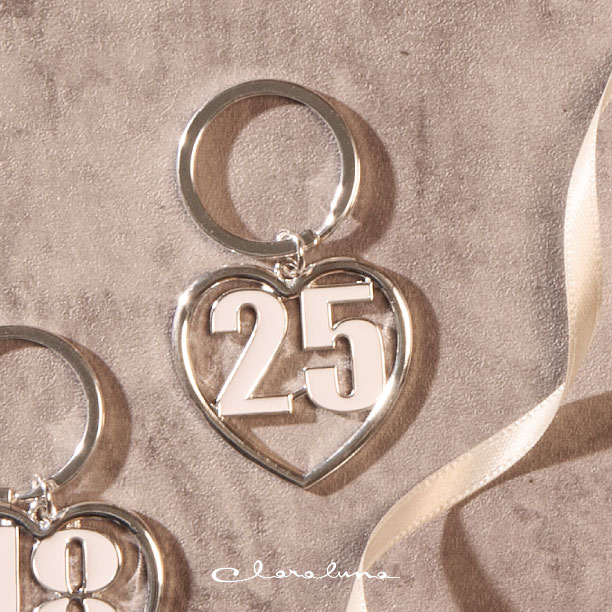 Portachiavi grande con "25" e ring Argento