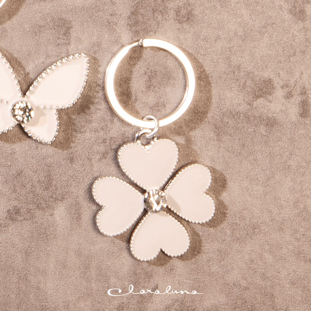 Portachiavi piccolo con Fiore e ring argento