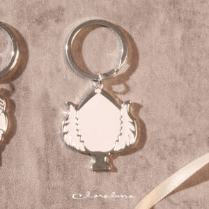 Portachiavi grande con pomo con ring argento