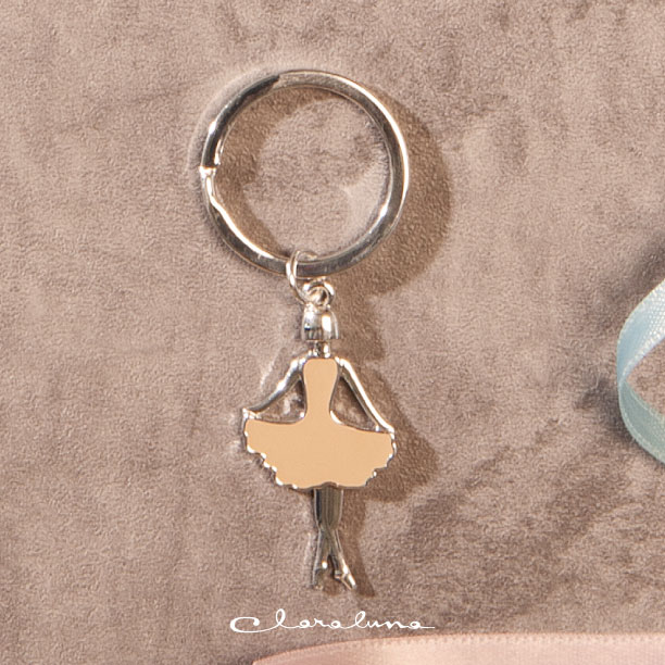 Portachiavi grande con ballerina e ring argento
