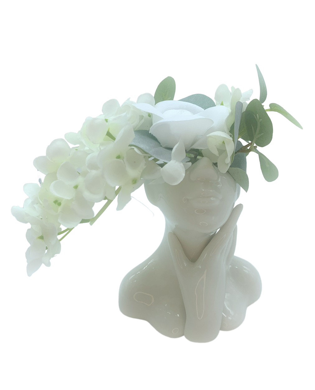 Vaso piccolo con donna con mano sul collo e decoro di fiori - immagine 2