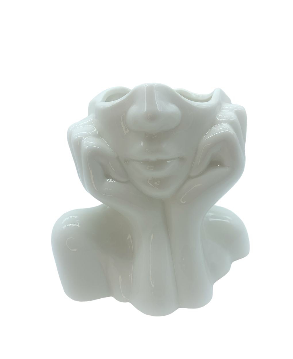 Vaso medio con donna con mani sul viso e decoro fiori - immagine 5