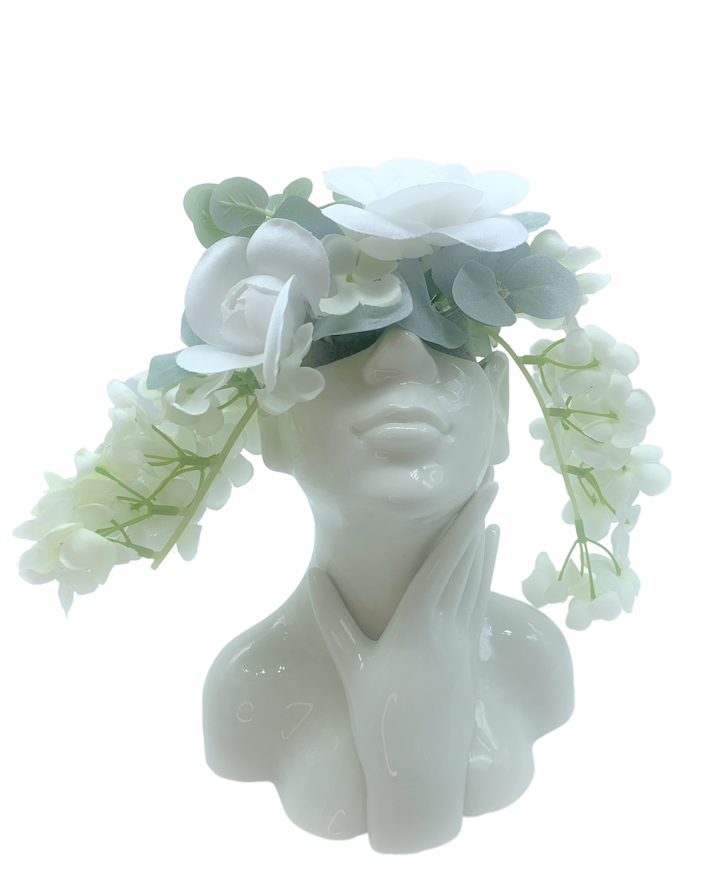 Vaso grande con donna con mano sul collo e decoro di fiori - immagine 2