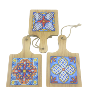 Sottopentola picc. in legno con maiolica siciliana