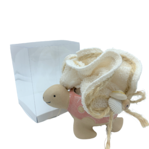 Tartarughina porta piantina rosa con sacchetto