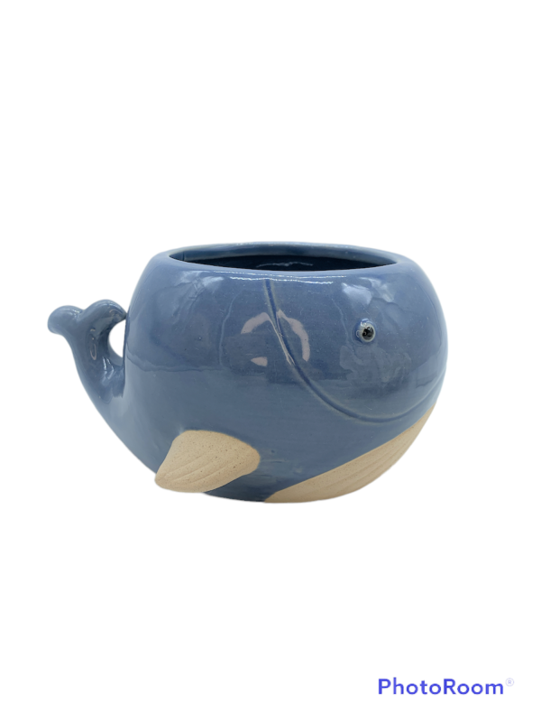Balena porta piantina grande blu navy con sacchetto - immagine 5