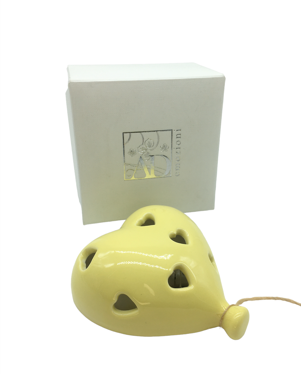 Palloncino a cuore giallo traforato con Luce Led
