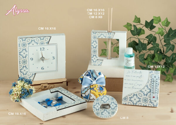 Vassoio bis con maiolica azzurro polvere in polvere di marmo - Image 3