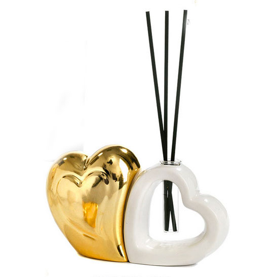 Profumatore cuori bianco e oro con luce led