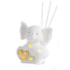 Profumatore elefantino su cuore dorato e luce led