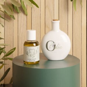 Oliera tonda con bottiglietta di Olio Evo