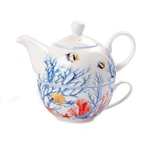 Teiera con tazza a tema mare