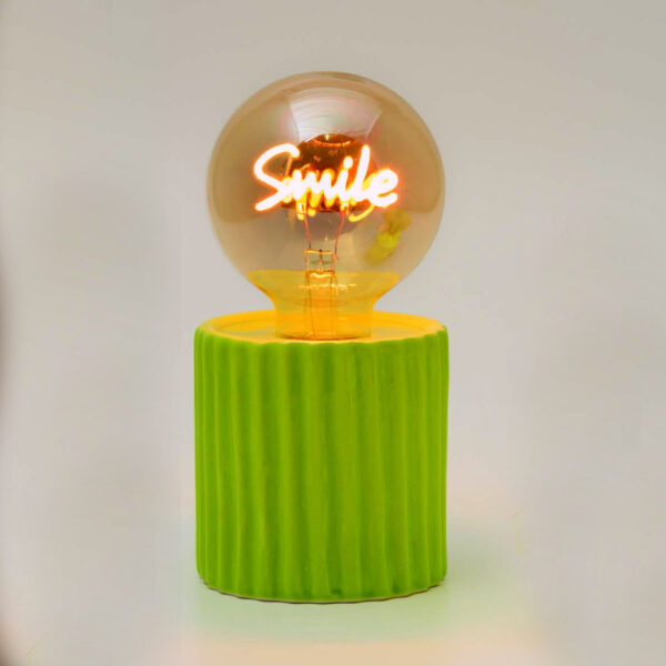 Lampada verde con scritta Smile