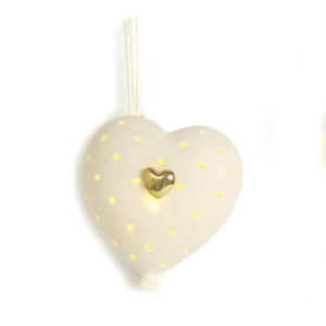 Palloncino profumatore a forma di cuore da appendere con cuoricino oro e luce led