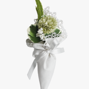 Cornucopia portaconfetti avorio con pizzo e fiori