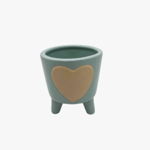 Vasetto azzurro con cuore tortora