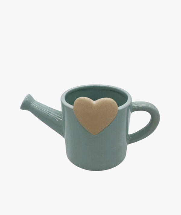 Annaffiatoio azzurro con cuore tortora