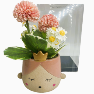 Principessa porta piantina rosa con decoro fiori