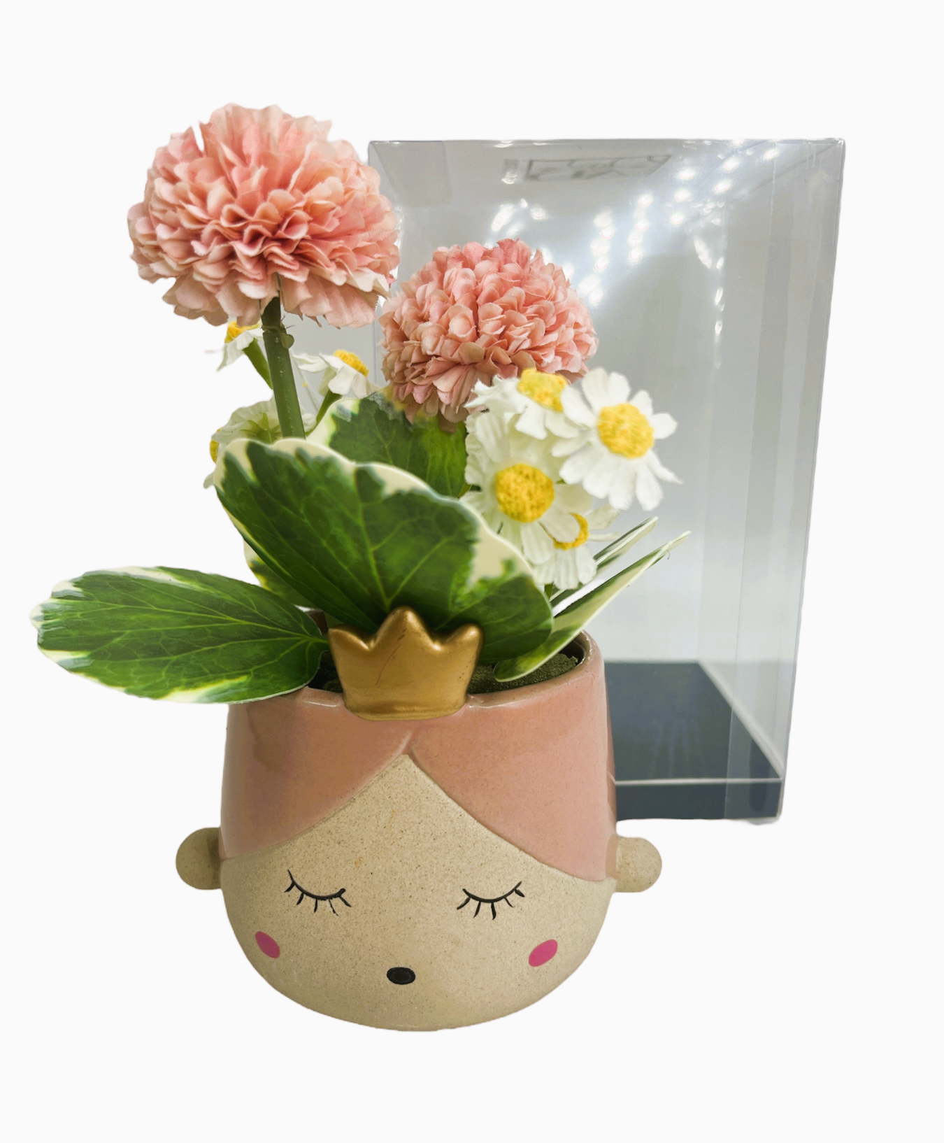 Principessa porta piantina rosa con decoro fiori