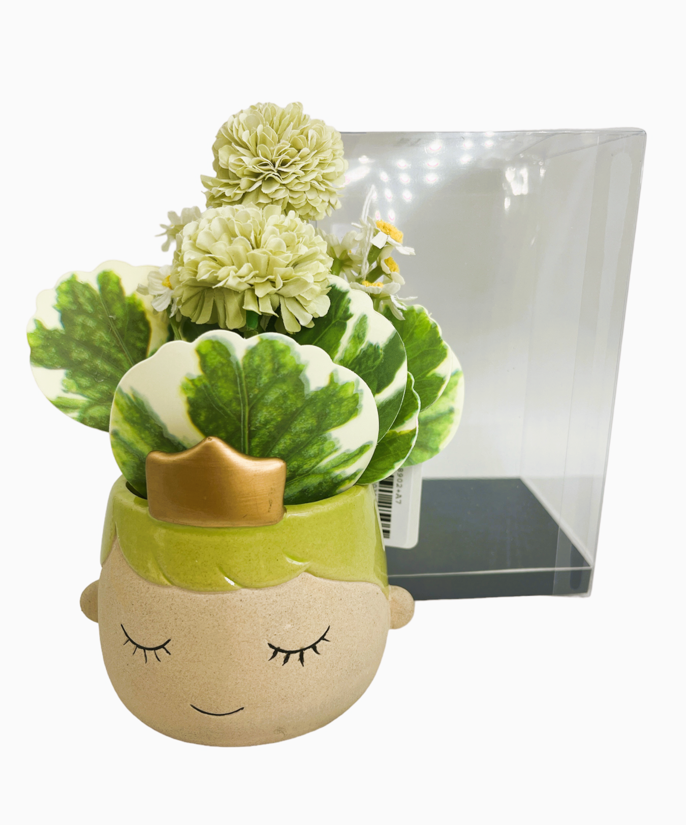 Principe porta piantina verde con decoro fiori
