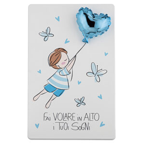 Quadretto bambino con palloncino azzurro