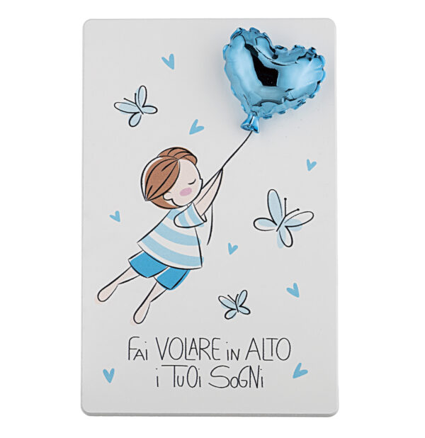 Quadretto bambino con palloncino azzurro
