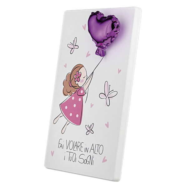 Quadretto bambina con palloncino rosa - immagine 2