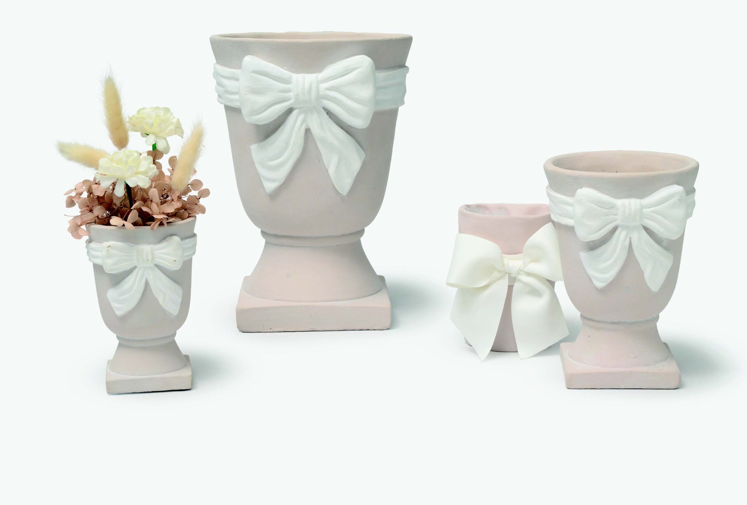 Vaso medio in cemento con fiocco - immagine 3