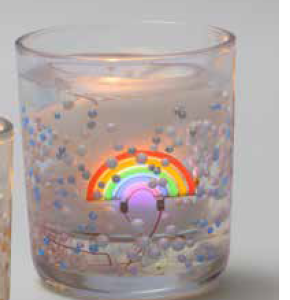 Candela con led e arcobaleno luminoso rosa o azzurro