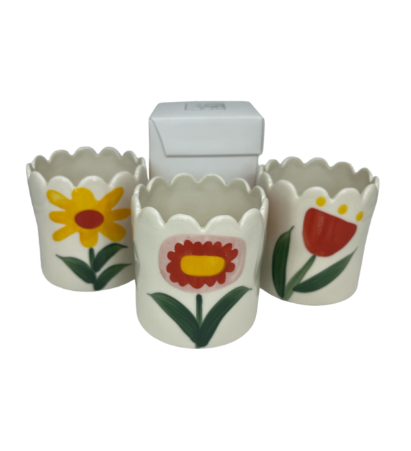 Vasetto smerlato con decoro fiori - immagine 2