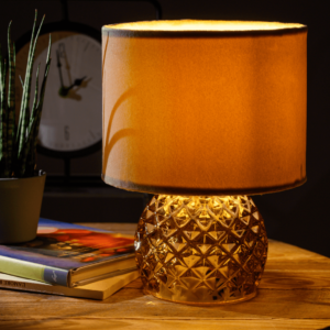 Lampada a led in vetro con paralume in velluto in 4 colori