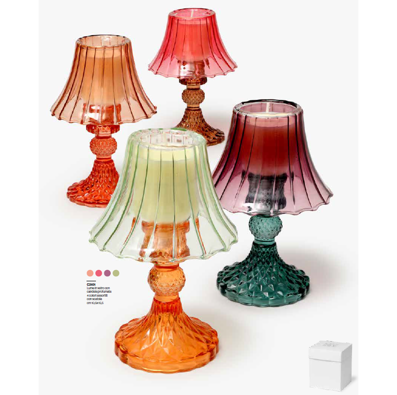 Lume in vetro con candela profumata in 4 colori assortiti - immagine 2